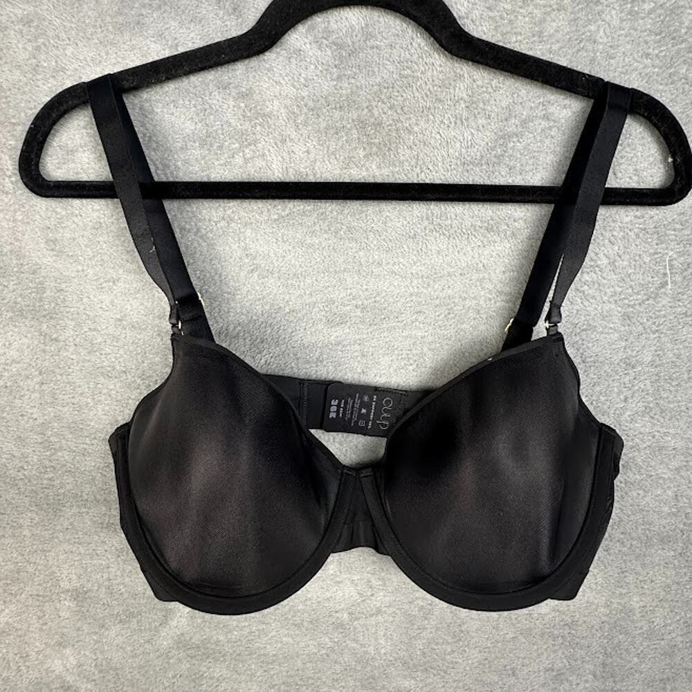 CUUP Bra Womens 36E Black The Demi Mesh Underwire Adjustable Straps